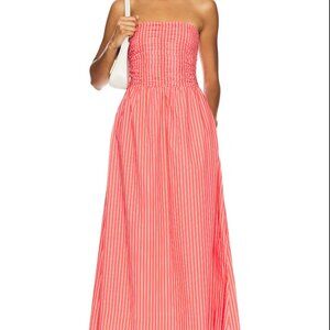 Faithfull the Brand Dominquez Maxi Dress Red/White Stripe Size 2